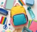 Back-to-school essentials checklist for kids with backpack, lunch box, stationery, notebooks, and school supplies